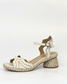 Dane Low Block Raffia Heel Sandal Beige & White