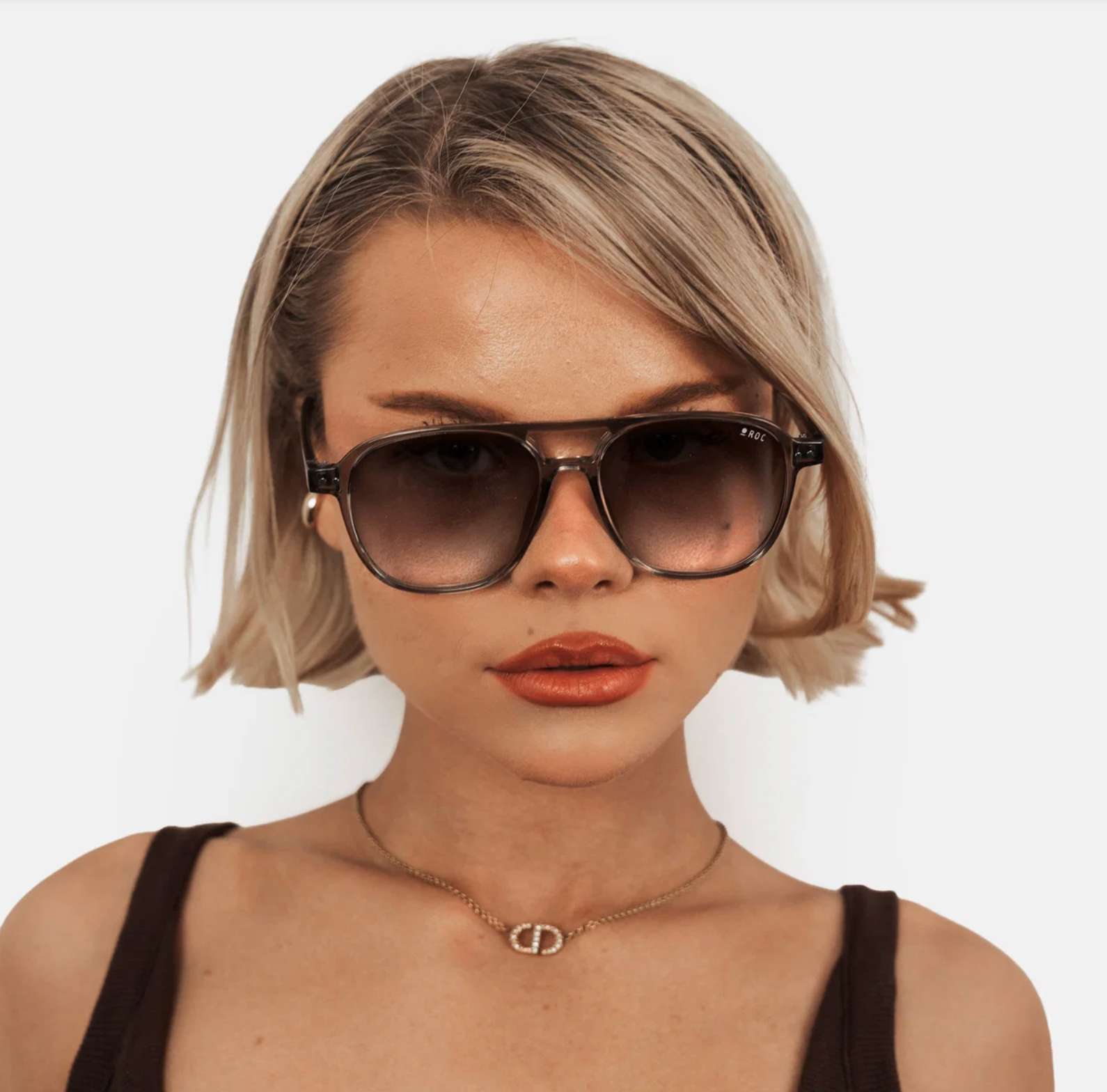 ROC Dank Aviator Sunglasses Smokey Grey | Women's Eyewear | Gretel Lane