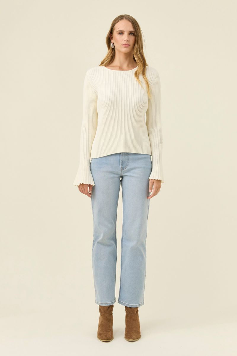 Isle of Mine Women's Ivory Darby Ribbed Knit Long Sleeve Top | Gretel Lane