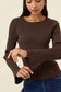 Isle of Mine Women's Darby Chocolate Ribbed Knit Fluted Sleeve Top | Gretel Lane