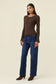 Isle of Mine Women's Darby Chocolate Ribbed Knit Fluted Sleeve Top | Gretel Lane