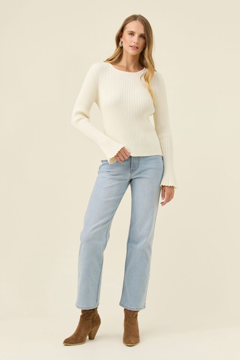 Isle of Mine Women's Ivory Darby Ribbed Knit Long Sleeve Top | Gretel Lane