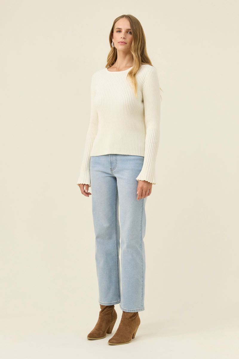 Isle of Mine Women's Ivory Darby Ribbed Knit Long Sleeve Top | Gretel Lane