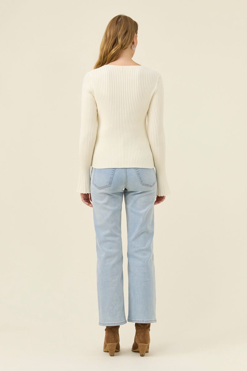 Isle of Mine Women's Ivory Darby Ribbed Knit Long Sleeve Top | Gretel Lane