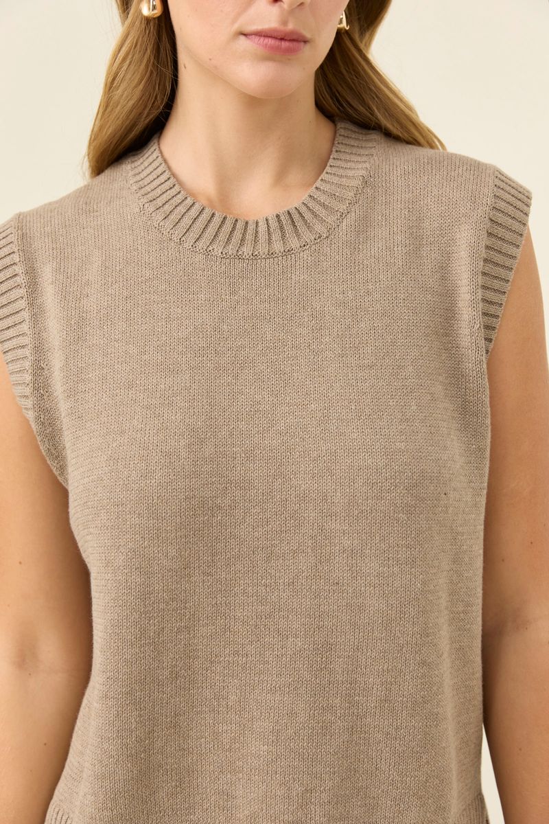 Isle of Mine Women's Darby Taupe Knit Pullover Vest | Gretel Lane