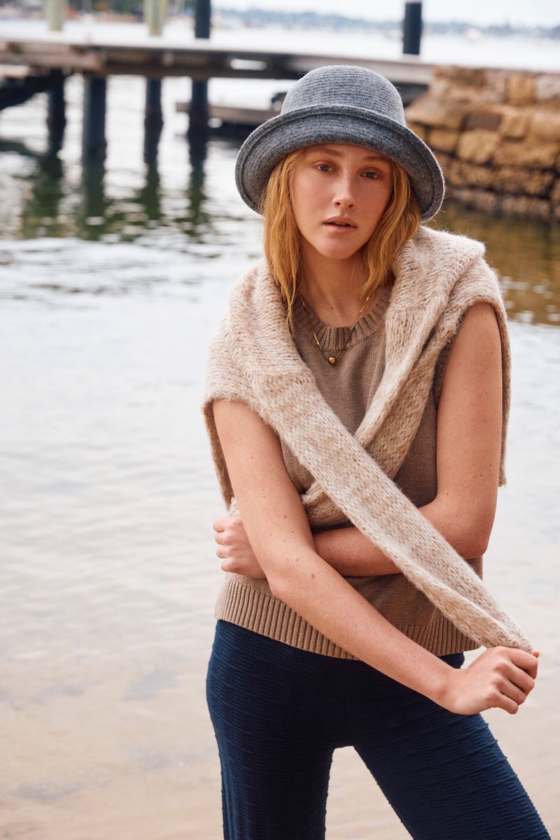 Isle of Mine Women's Darby Taupe Knit Pullover Vest | Gretel Lane