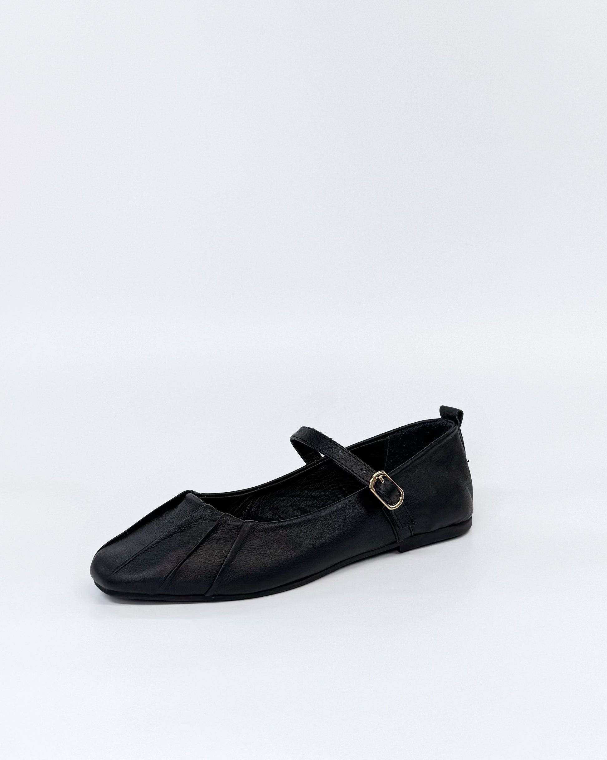 Luna Sole Black Leather Women's Dare Mary-jane Ballet Flat | Gretel Lane