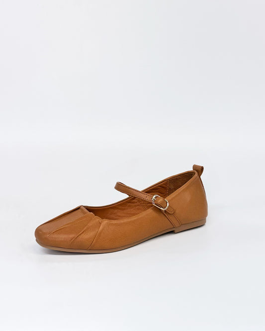 Luna Sole Dare Mary-jane ballet flat in tan leather | Gretel Lane
