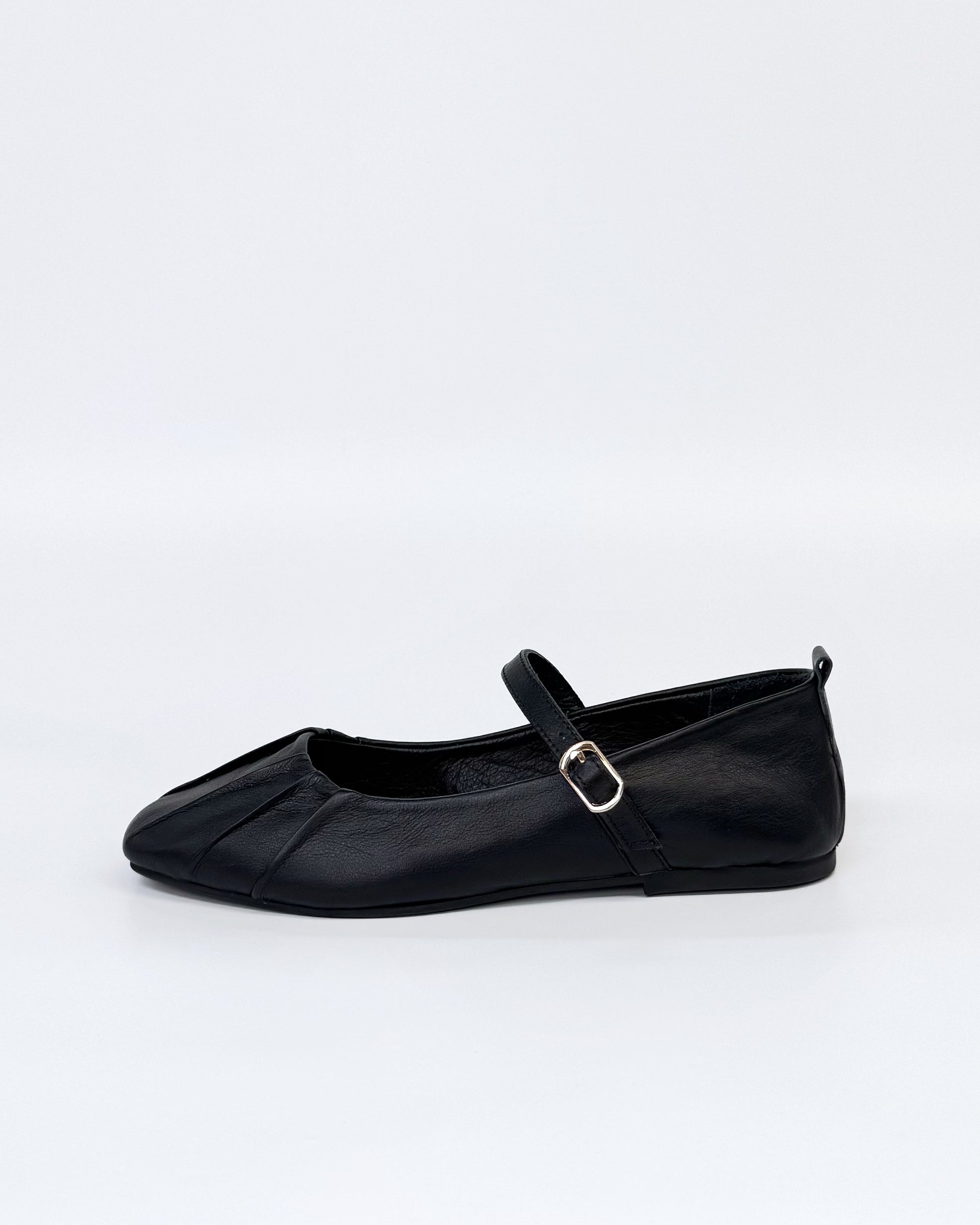 Luna Sole Black Leather Women's Dare Mary-jane Ballet Flat | Gretel Lane