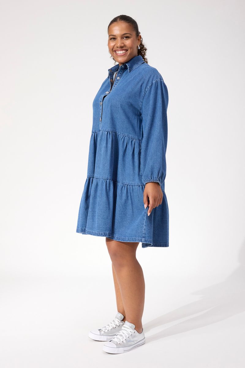 Haven Women's Blue Denim Long Sleeve Denver Mini Dress | Gretel Lane