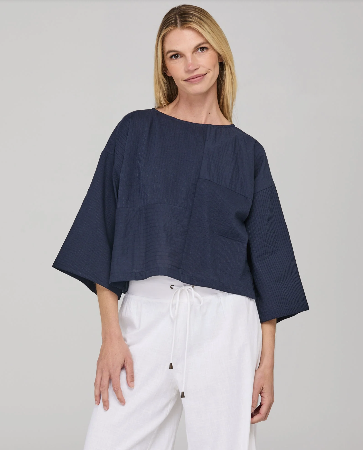 Boom Shankar Women's Navy Dimple Top | Gretel Lane