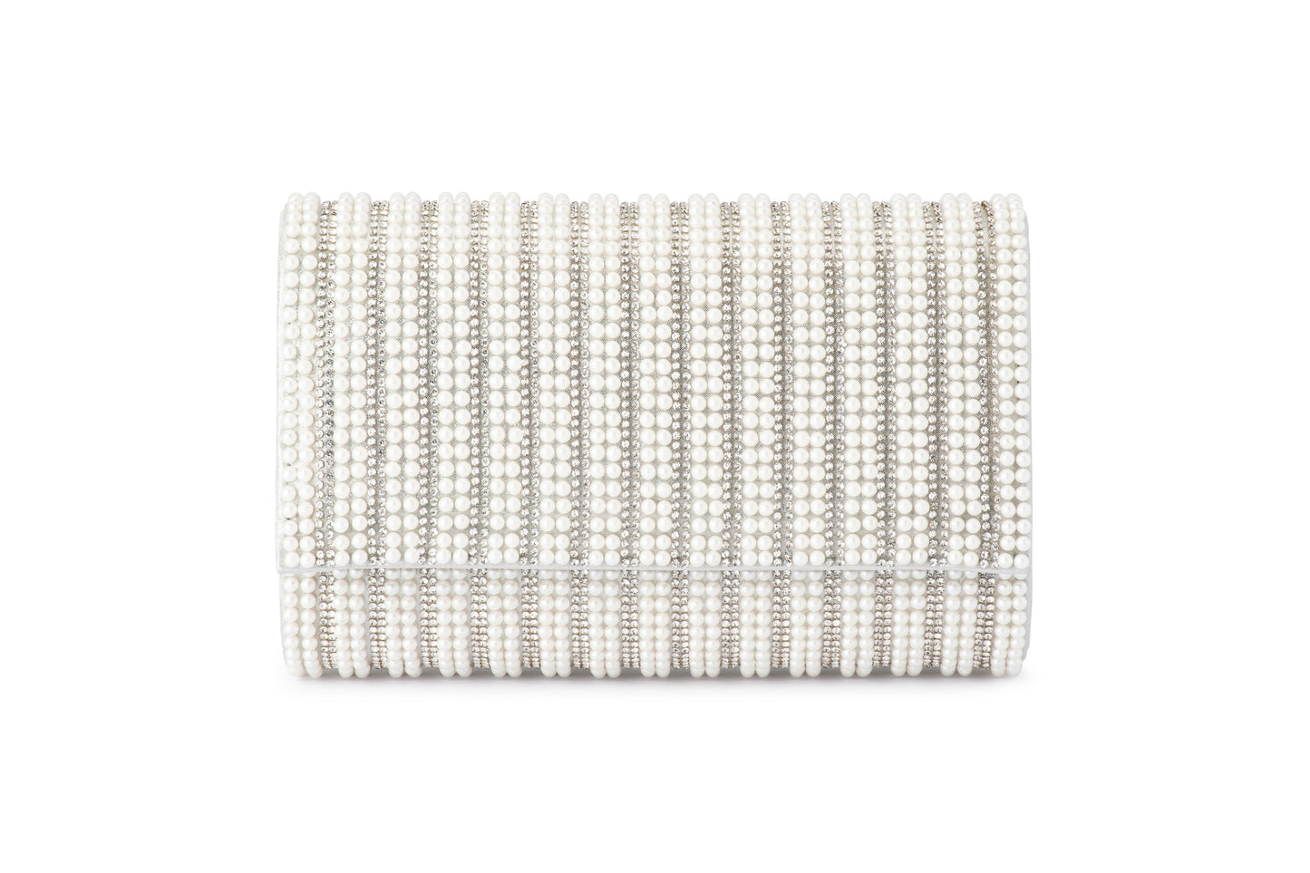 Domino Crystal & Pearl Clutch (White)
