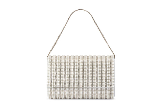 Domino Crystal & Pearl Clutch (White)