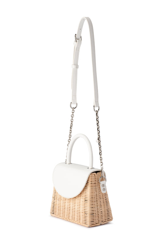 Donna Straw Top Handle Bag (White)