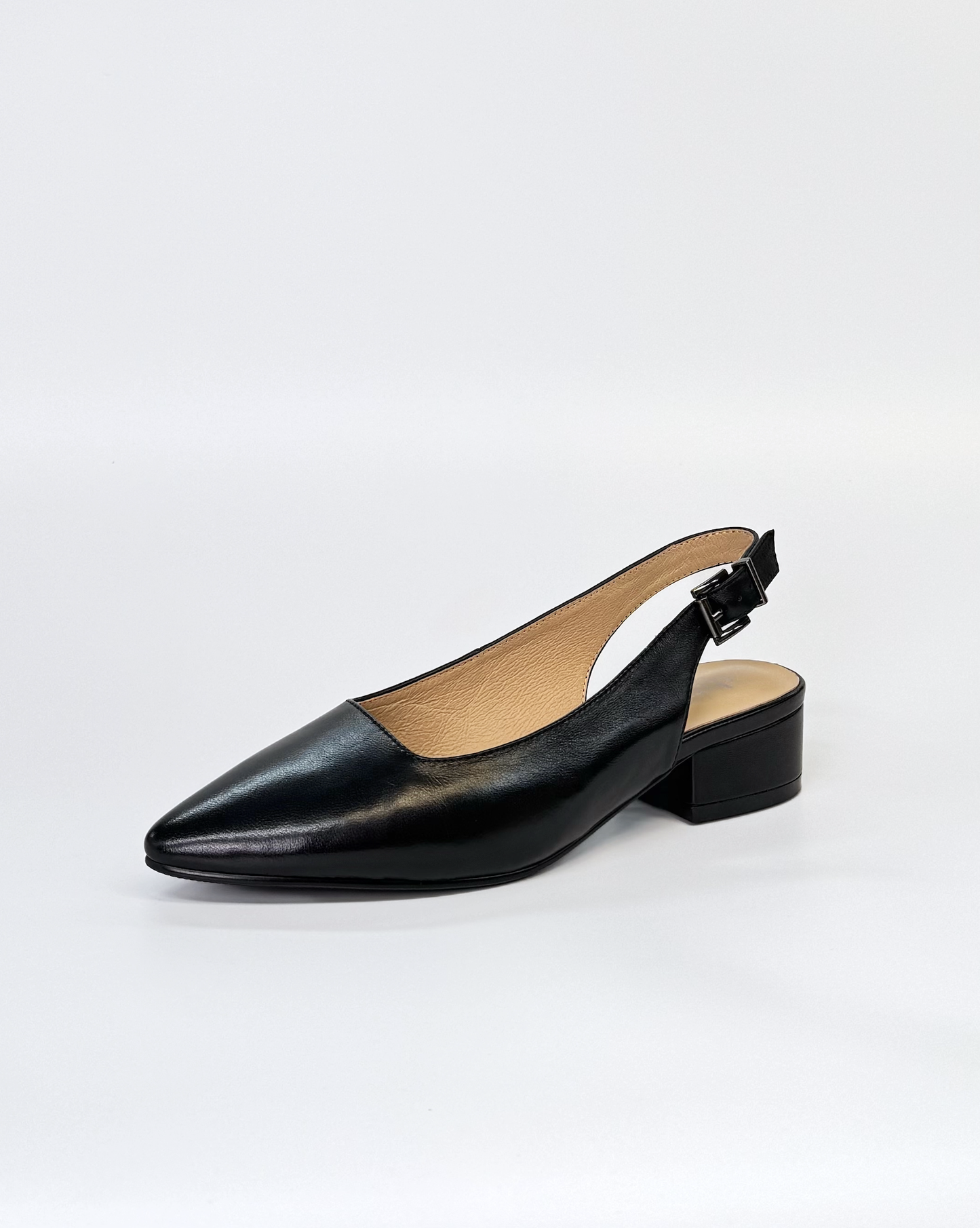 Chrissie Dove Low Slingback Heel Black Leather | Women's Shoes | Gretel Lane
