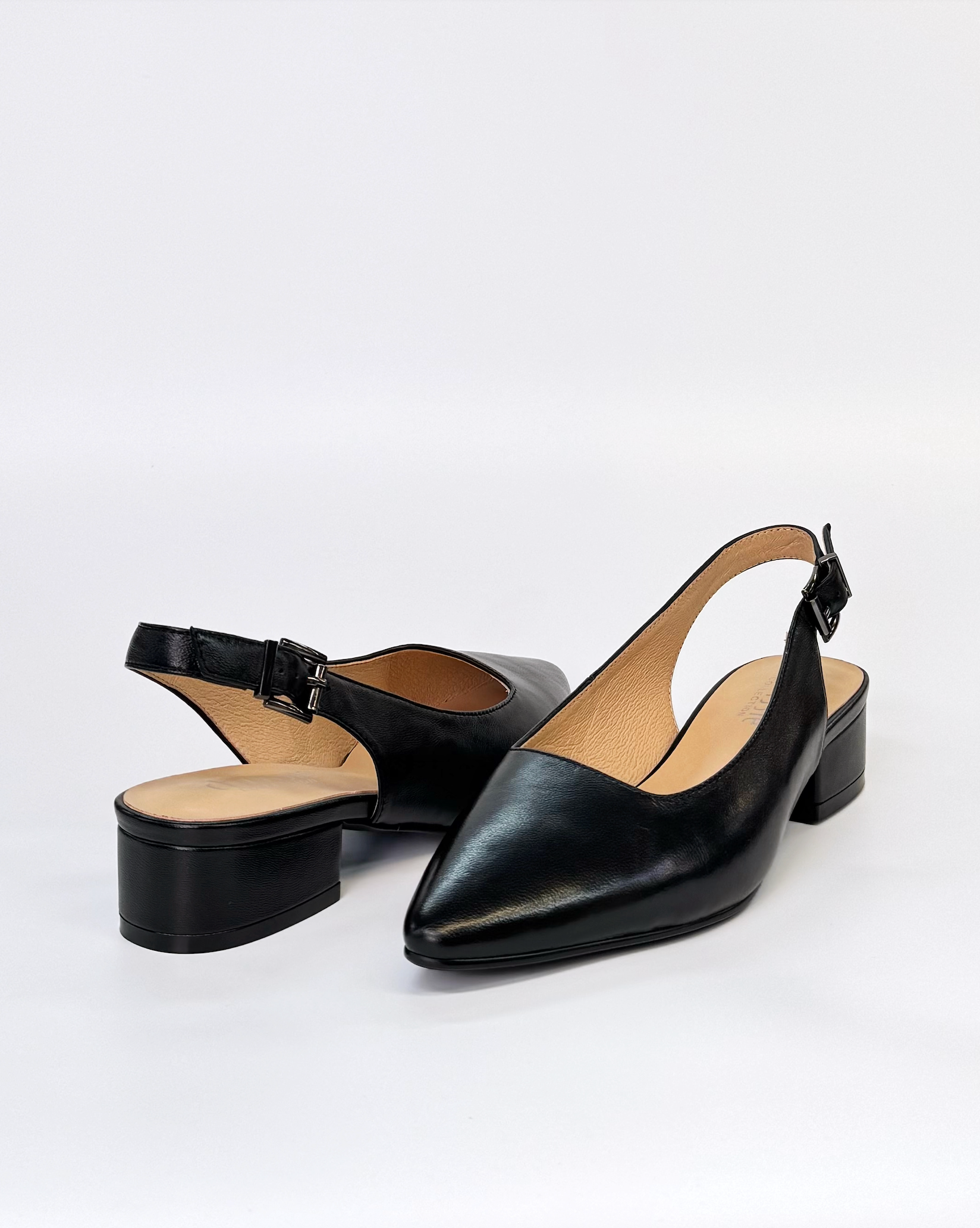 Chrissie Dove Low Slingback Heel Black Leather | Women's Shoes | Gretel Lane