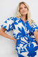 Dusk Puff Short Sleeve Maxi Shirt Dress (Bright Blue Abstract)