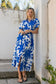 Dusk Puff Short Sleeve Maxi Shirt Dress (Bright Blue Abstract)