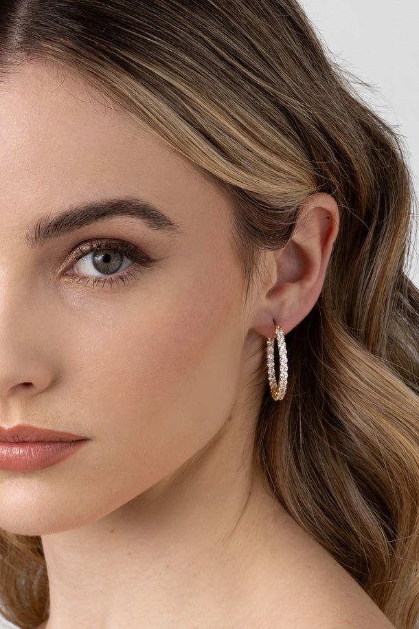 Dolce Vita Gold and Crystal Hoop Earrings | Gretel Lane