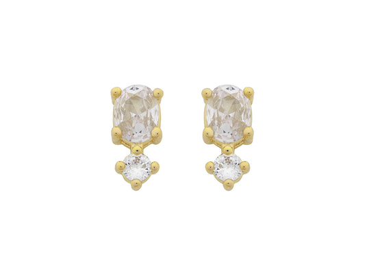 Nico Stud (Gold/Clear CZ)