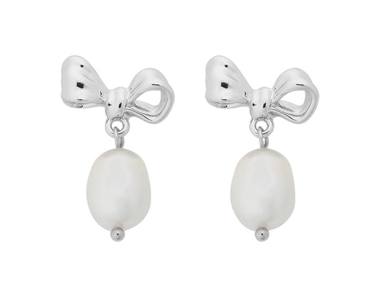 Alice Bow Earring (Silver/Pearl)