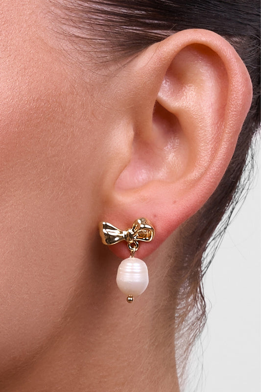 Alice Bow Earring (Gold/Pearl)