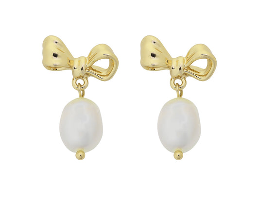 Alice Bow Earring (Gold/Pearl)