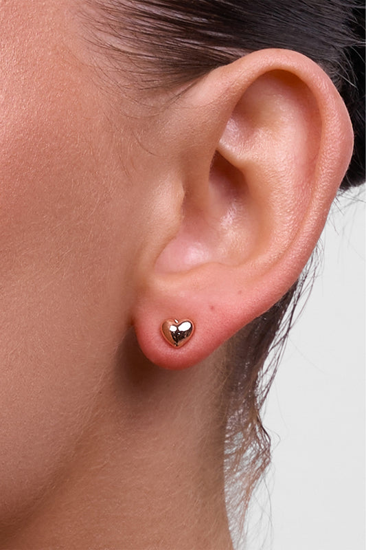 Liberté Rose Gold Small Heart Stud Earring | Gretel Lane