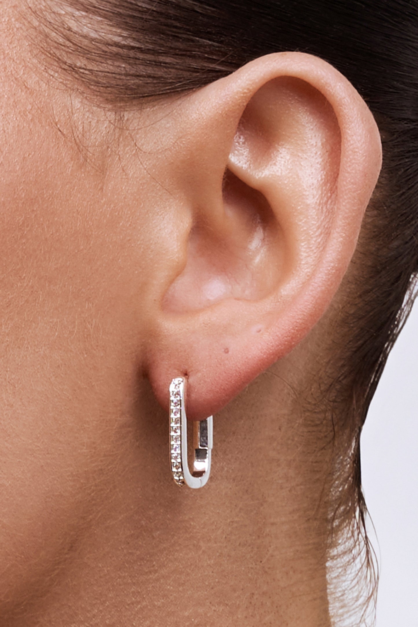 Liberté Olympia Oval Crystal Hoop Earring Silver | Women's Jewellery | Gretel Lane