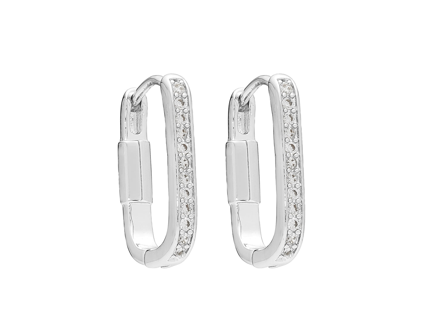 Liberté Olympia Oval Crystal Hoop Earring Silver | Women's Jewellery | Gretel Lane
