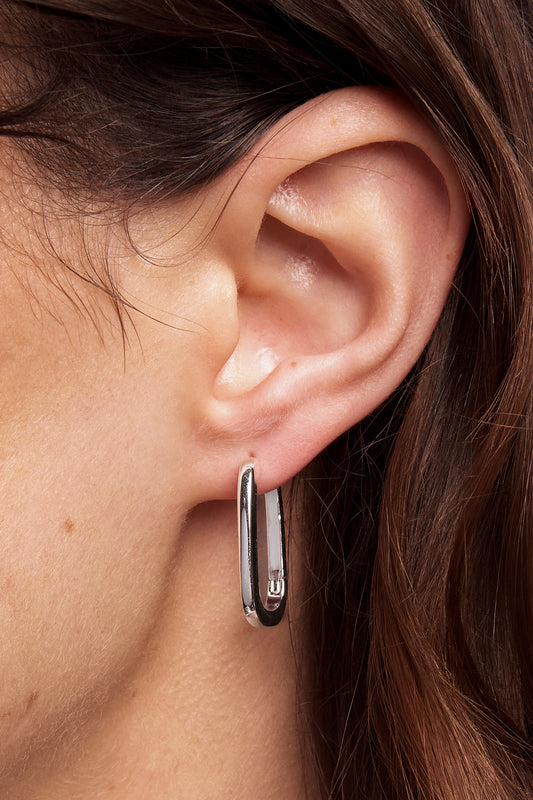 Liberté Nora Women's Rectangular Hoop Earring Silver | Women's Jewellery | Gretel Lane