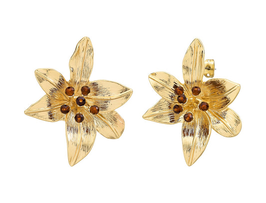 Women's Iris Gold Statement Flower Earring | Gretel Lane