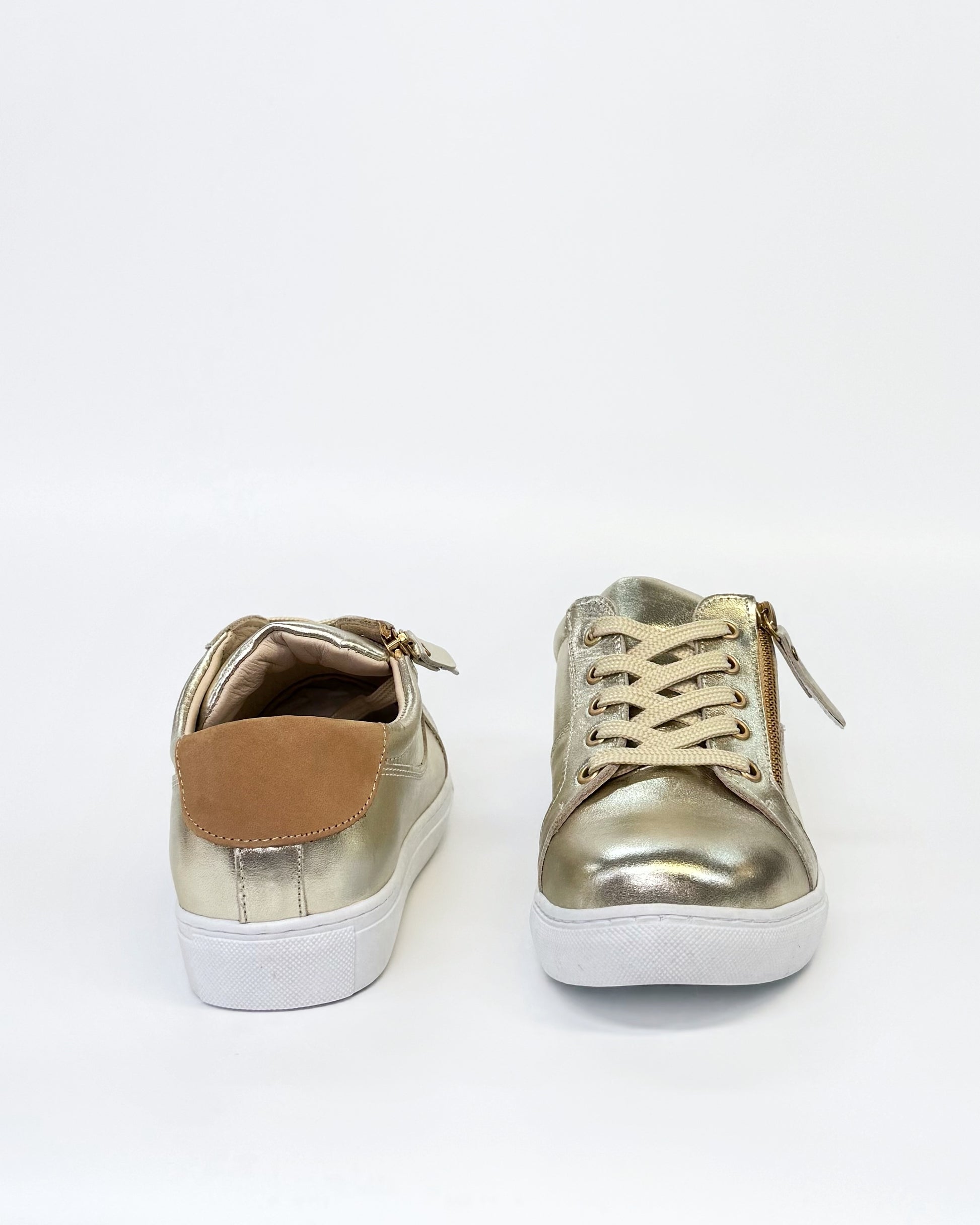 Cabello EG520 Women's Zip Sneaker Gold Leather | Gretel Lane