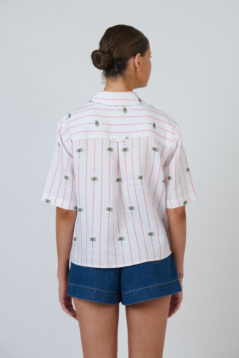 Enveloppe ENVC-166 - Linen Short Sleeve Button Through Shirt Palmier | Women's Clothing | Gretel Lane