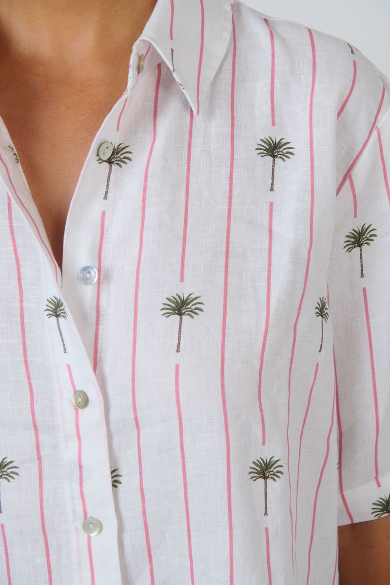 Enveloppe ENVC-166 - Linen Short Sleeve Button Through Shirt Palmier | Women's Clothing | Gretel Lane