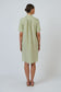 Enveloppe ENVD-169 - Linen Knee-Length Collared Dress Kiwi Green | Women's Clothing | Gretel Lane