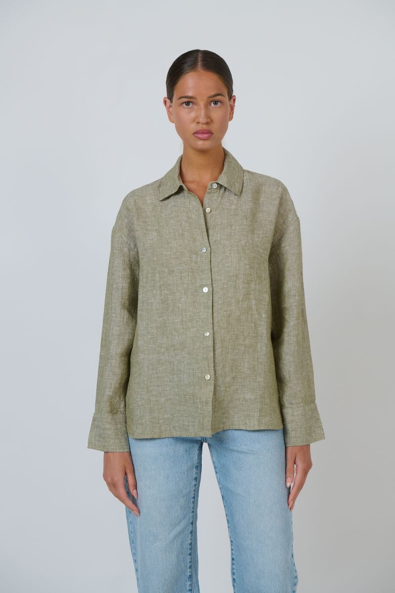 Enveloppe ENVL-149 Women's Linen Button Through Shirt Eucalypt | Women's Clothing | Gretel Lane