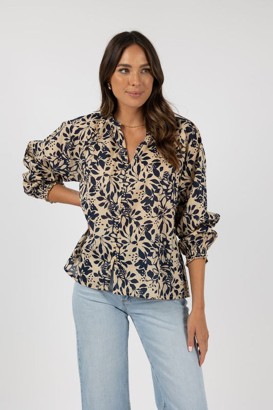 Eden Blouse (Navy Print)