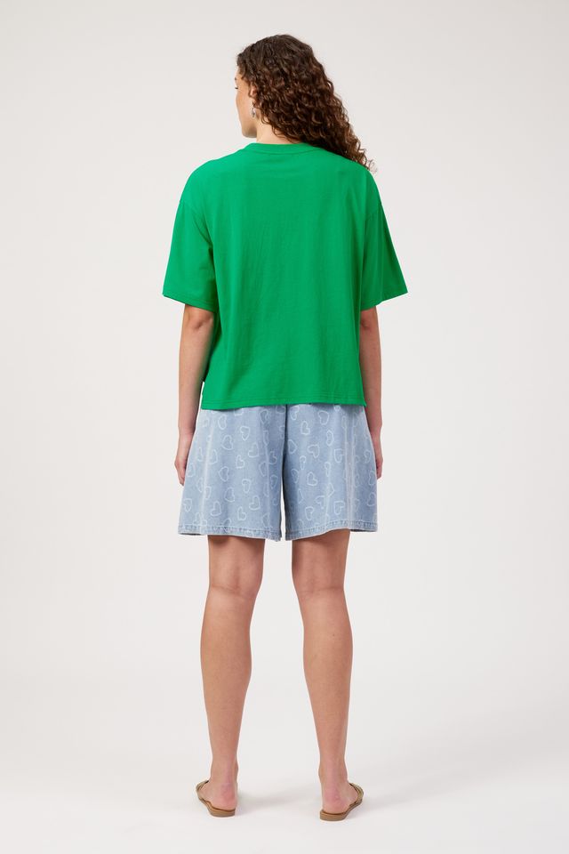 HAVEN Elba Heart Embellished Cotton T-Shirt Green | Women's Clothing | Gretel Lane
