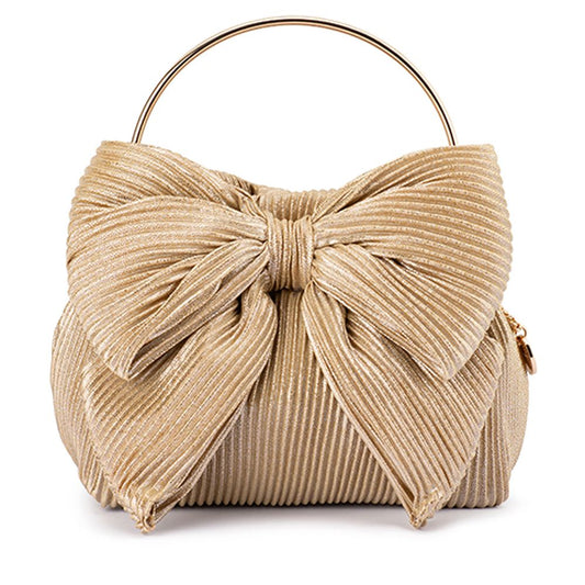 Women's Gold Statement Bow Clutch Bag | Gretel Lane