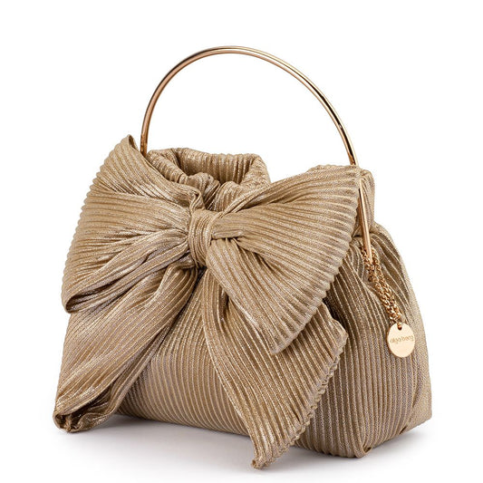 Women's Gold Statement Bow Clutch Bag | Gretel Lane
