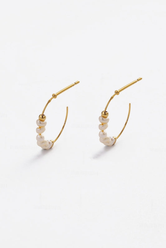 Zafino Elle Pearl Hoop Earrings in old | Gretel Lane