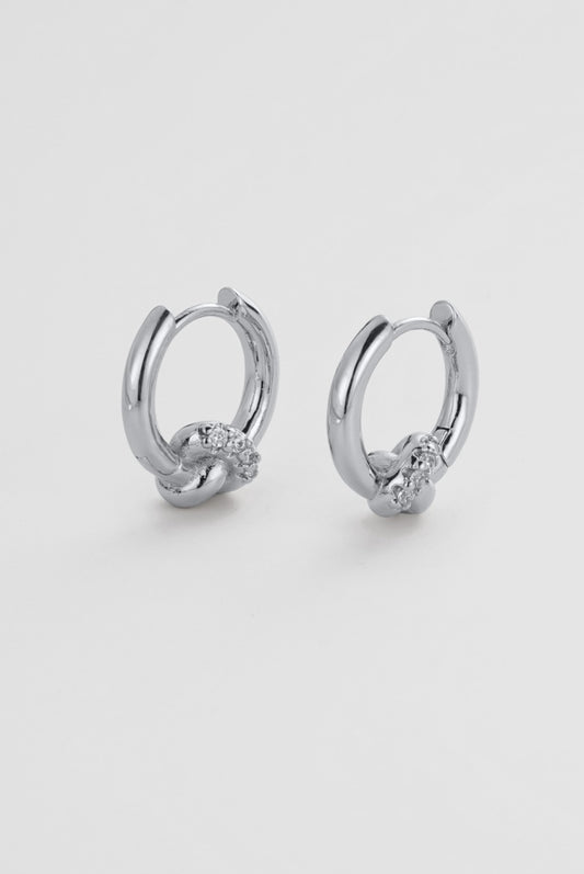 Zafino Women's Silver Elle Hoop Earrings with knot detail | Gretel Lane