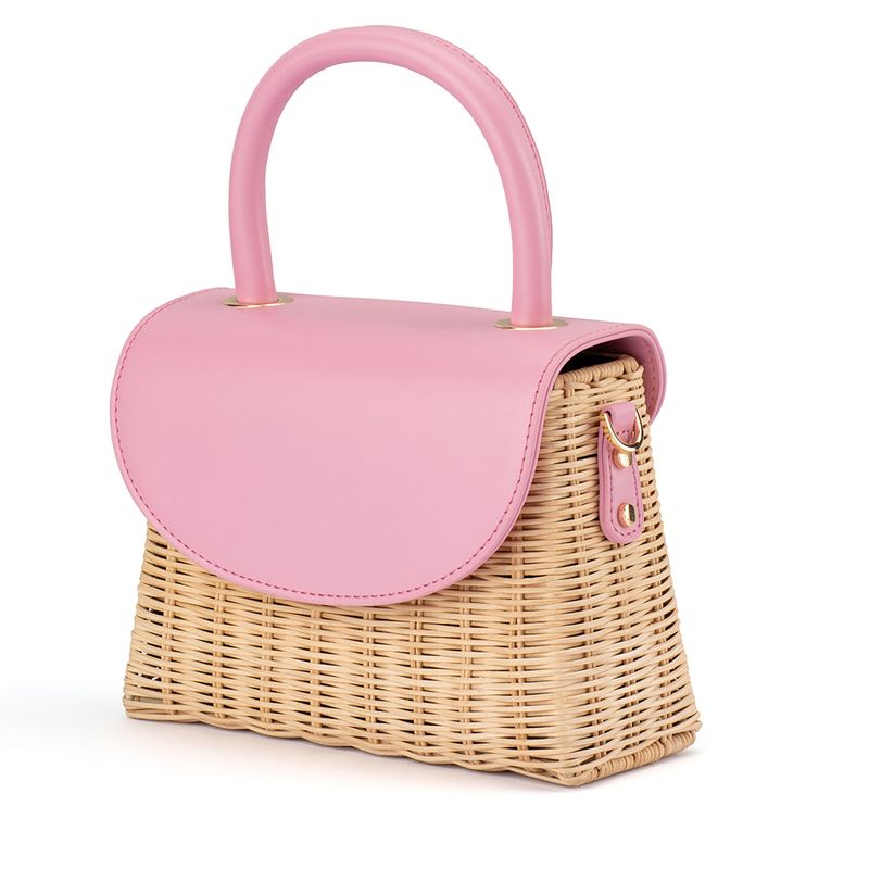Elle Wicker Top Handle (Pink)