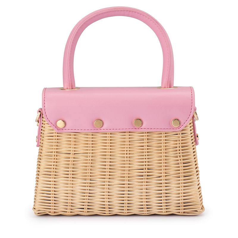 Elle Wicker Top Handle (Pink)