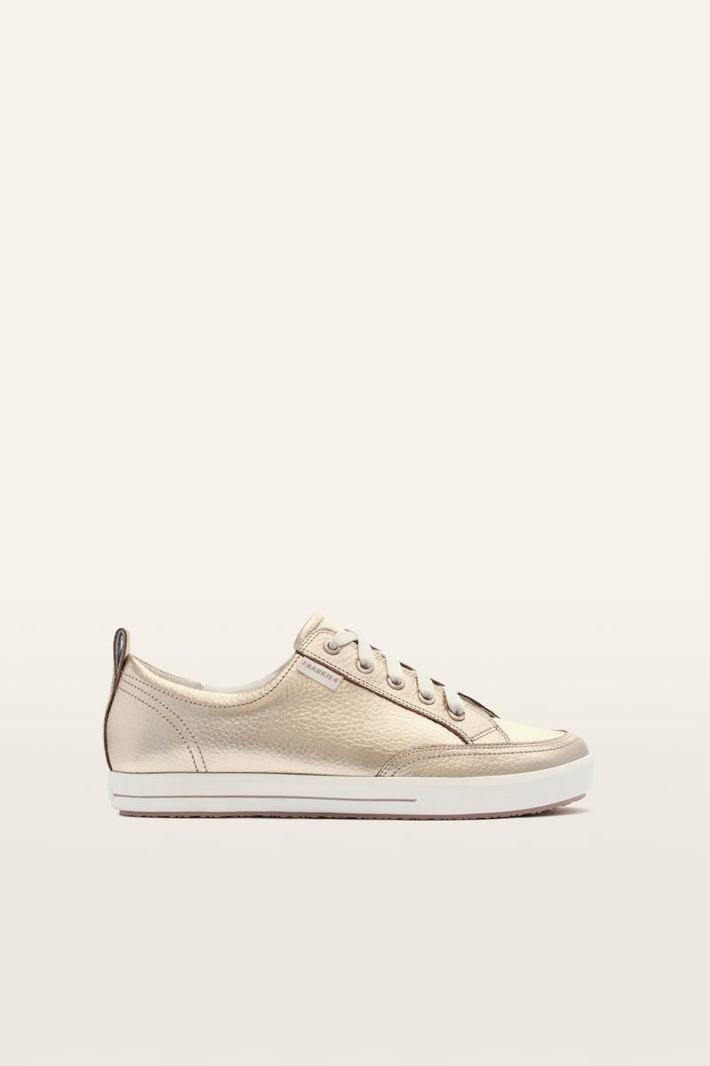 Frankie4 Ellie V Podiatrist Designed Leather Sneaker White Gold Tumbled | Women's Footwear | Gretel Lane