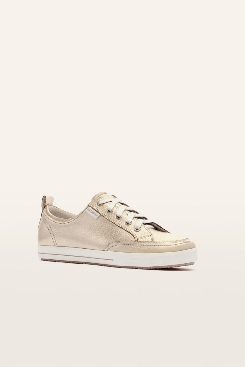 Frankie4 Ellie V Podiatrist Designed Leather Sneaker White Gold Tumbled | Women's Footwear | Gretel Lane