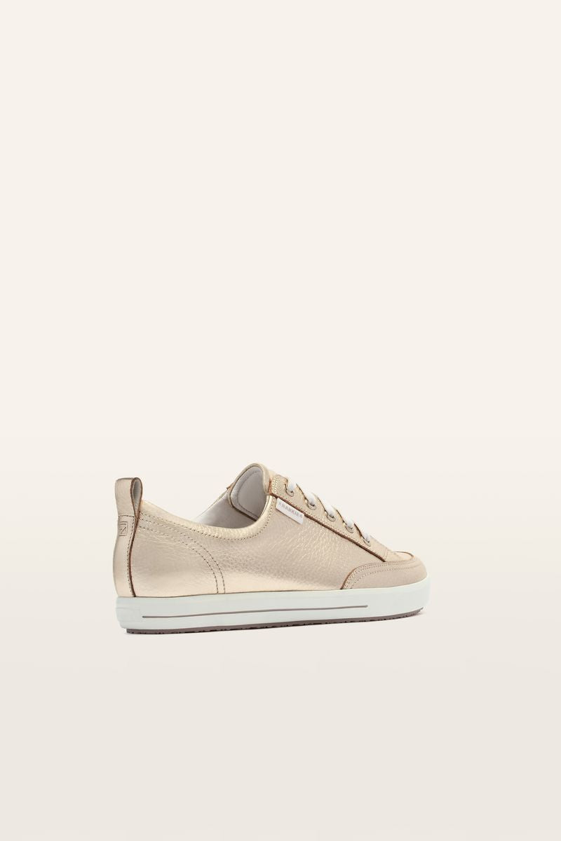 Frankie4 Ellie V Podiatrist Designed Leather Sneaker White Gold Tumbled | Women's Footwear | Gretel Lane
