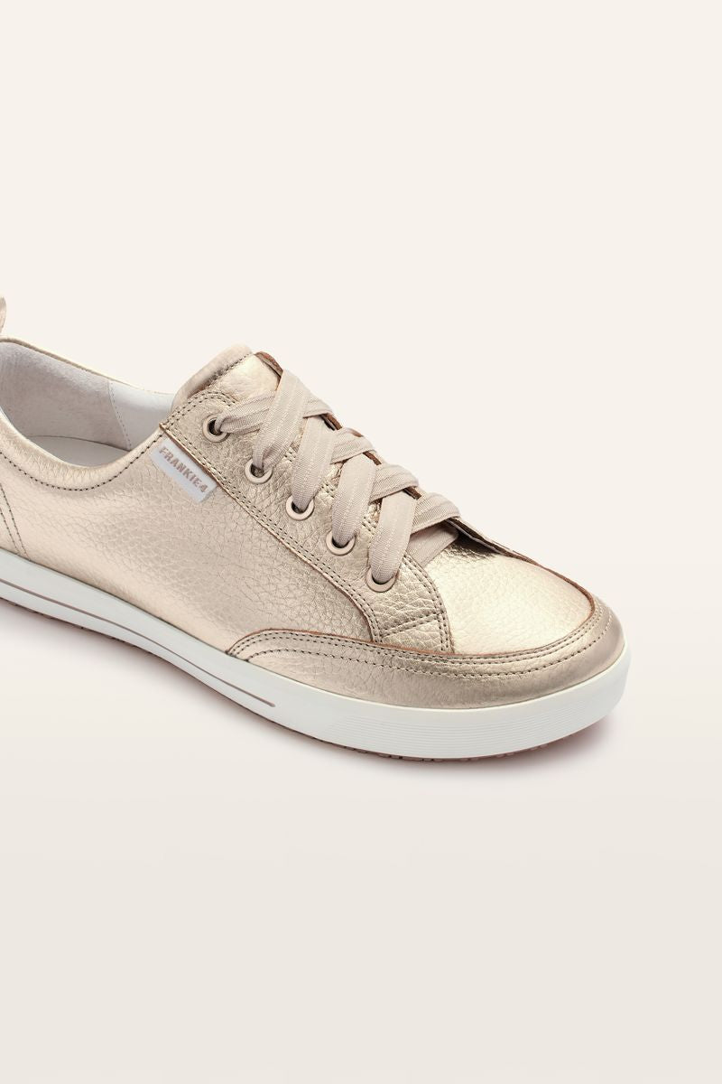 Frankie4 Ellie V Podiatrist Designed Leather Sneaker White Gold Tumbled | Women's Footwear | Gretel Lane