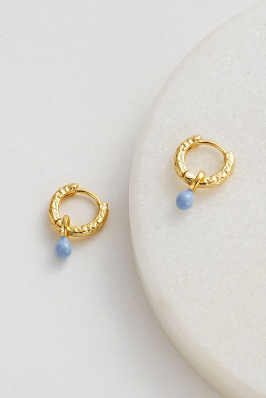 Zafino Gold Emery Huggie Earring with Blue Bead | Gretel Lane